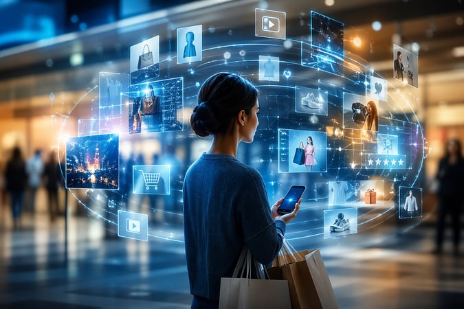 A girl surrounded by her digital world. 