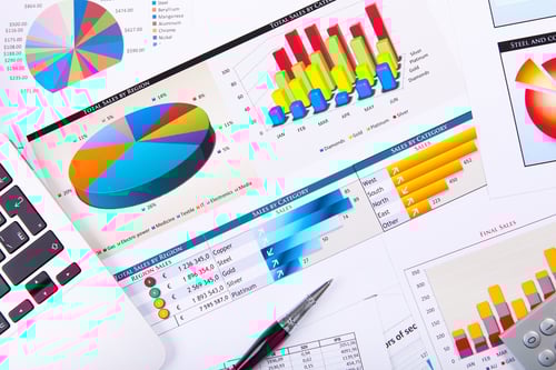 Graphs, charts, business table. The workplace of business people.