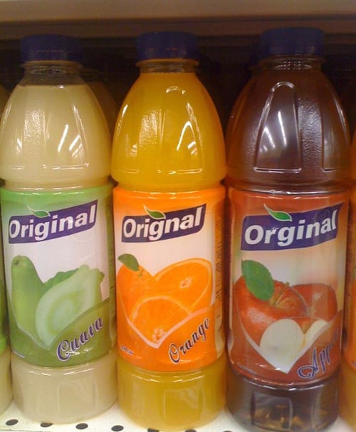 orginal fruit bottles misspelled labels