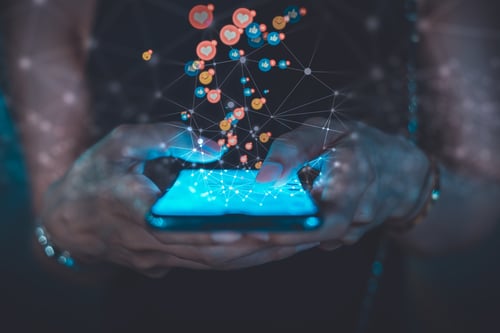 Woman using smart phone and social media concept