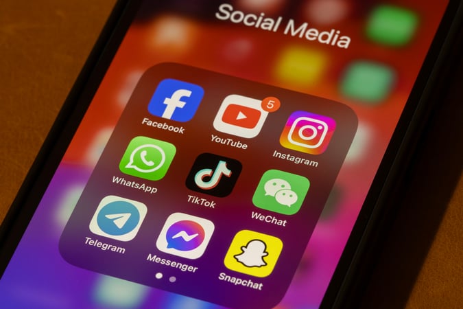 Top social media platforms on a phone
