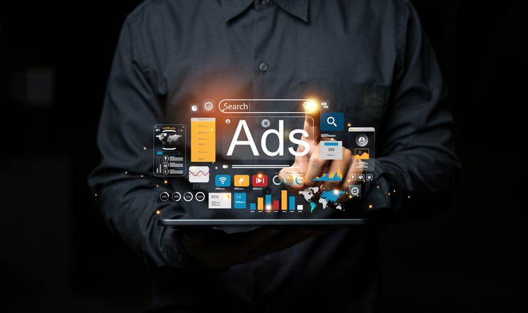 Online selling concept of digital marketing and advertising