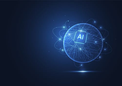 Artificial intelligence global network connection digital technology concept