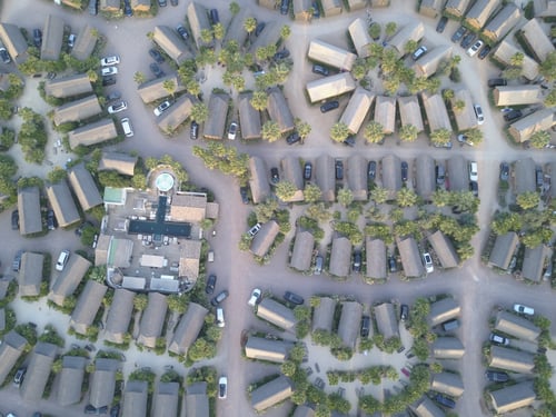 image of a birds eye view of a neighborhood