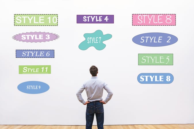 man choosing a font