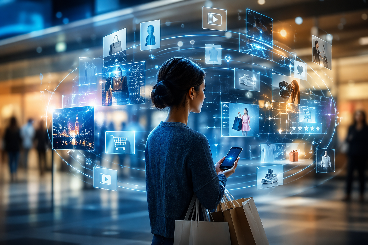 A girl surrounded by her digital world. 