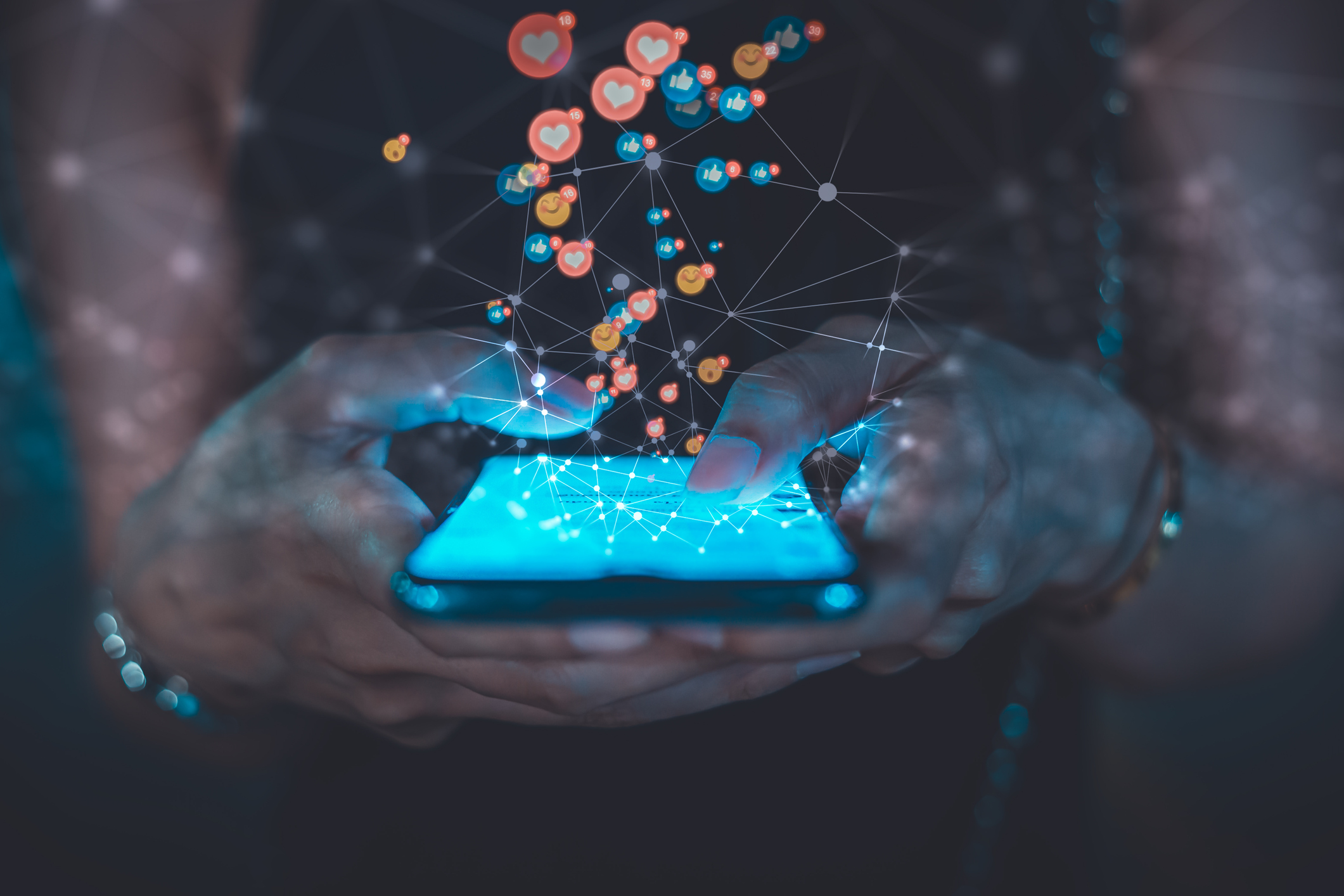 Woman using smart phone and social media concept